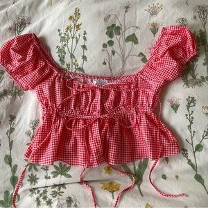 Kitteny “Natia” Blouse in Red Gingham, Size Small